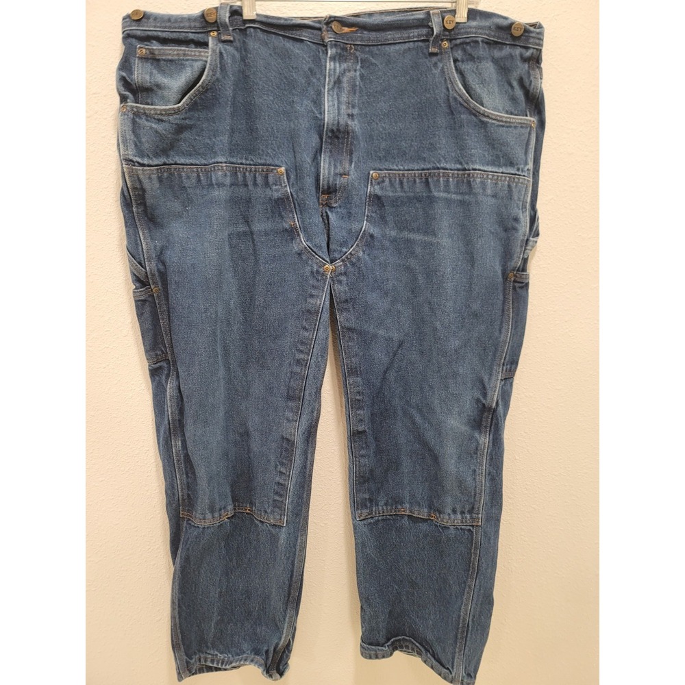Key Double knee pants 46x30 blue jeans with button for suspenders